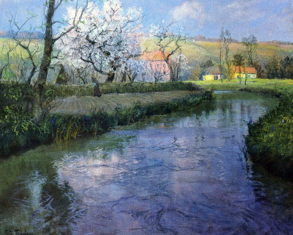 Fritz Thaulow A French River Landscape - Canvas Print