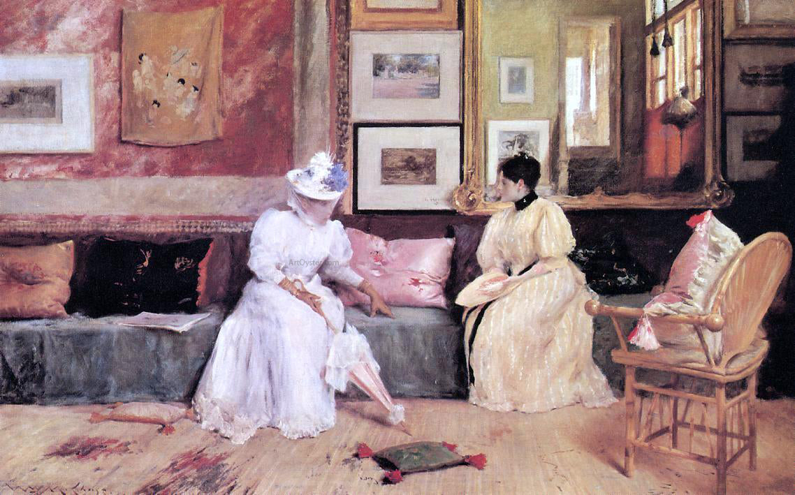 William Merritt Chase A Friendly Visit - Canvas Print