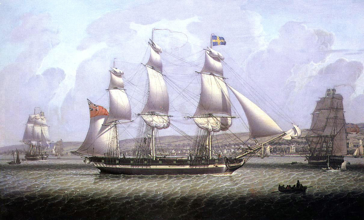 Robert Salmon A Frigate of the Baltic Fleet off Greenock - Canvas Print