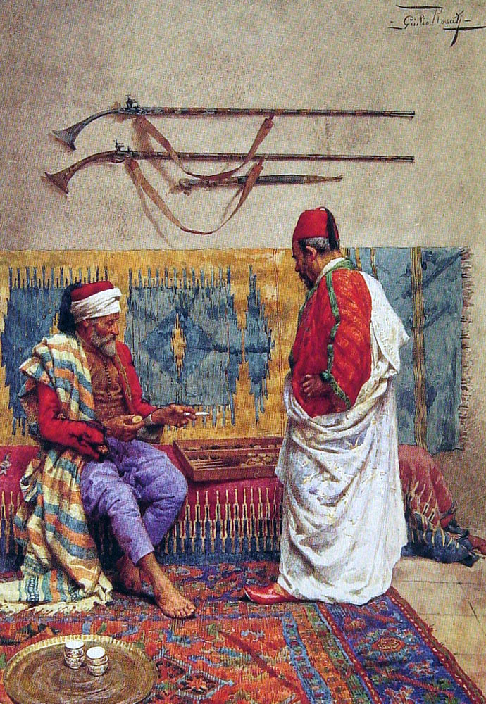 Giulio Rosati A Game of Backgammon - Canvas Print