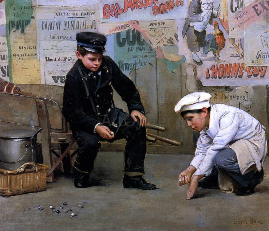 Paul-Charles Chocarne-Mureau A Game of Marbles - Canvas Print