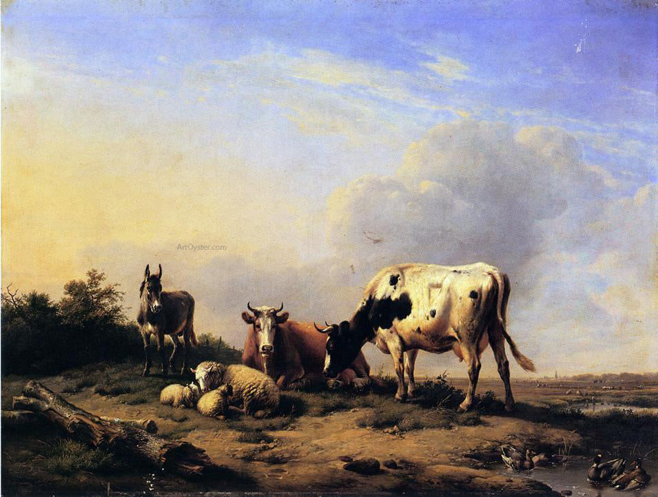 Eugene Verboeckhoven A Gathering in the Pasture - Canvas Print