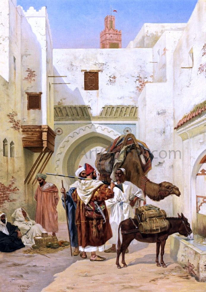 Albert Joseph Franke A Gathering outside the City Walls - Canvas Print