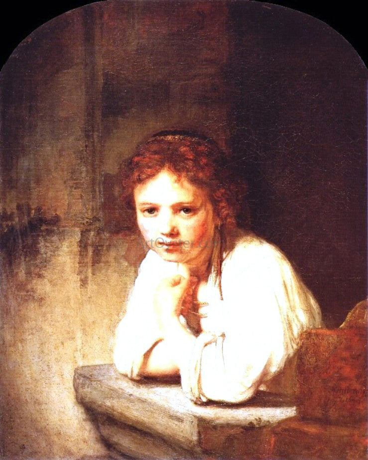 Rembrandt Van Rijn A Girl at a Window - Canvas Print