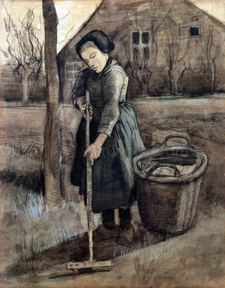 Vincent Van Gogh The Girl Raking - Canvas Print