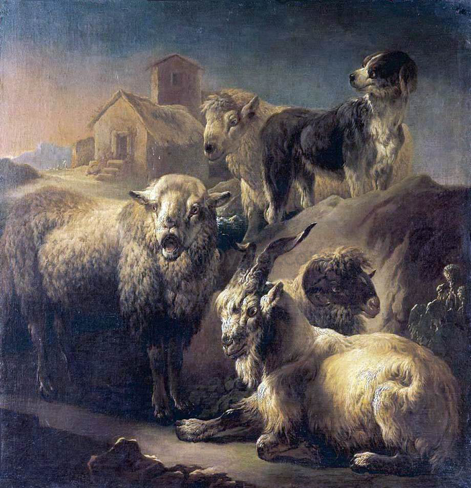 Philipp Peter Roos A Goat, Sheep and a Dog Resting in a Landscape - Canvas Print