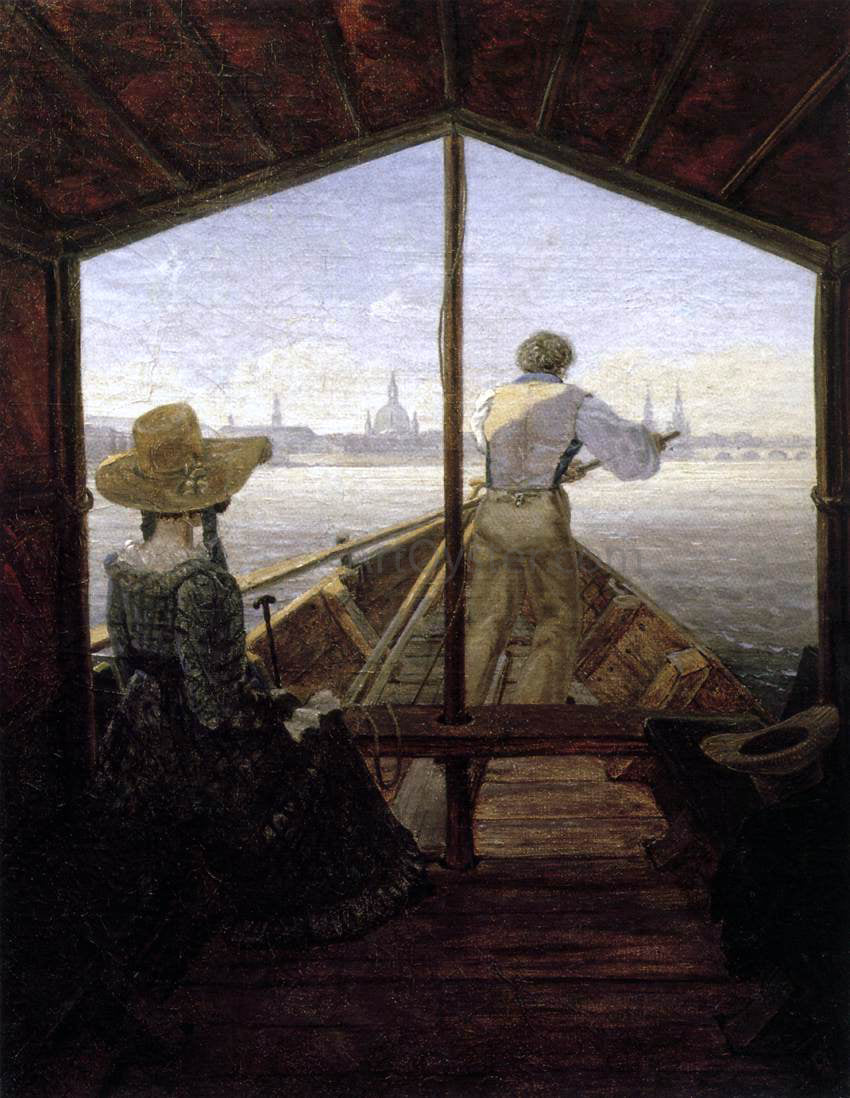 Carl Gustav Carus A Gondola on the Elbe near Dresden - Canvas Print