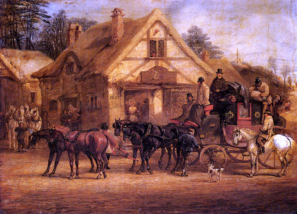 Henry Alken Halted Coach - Canvas Print