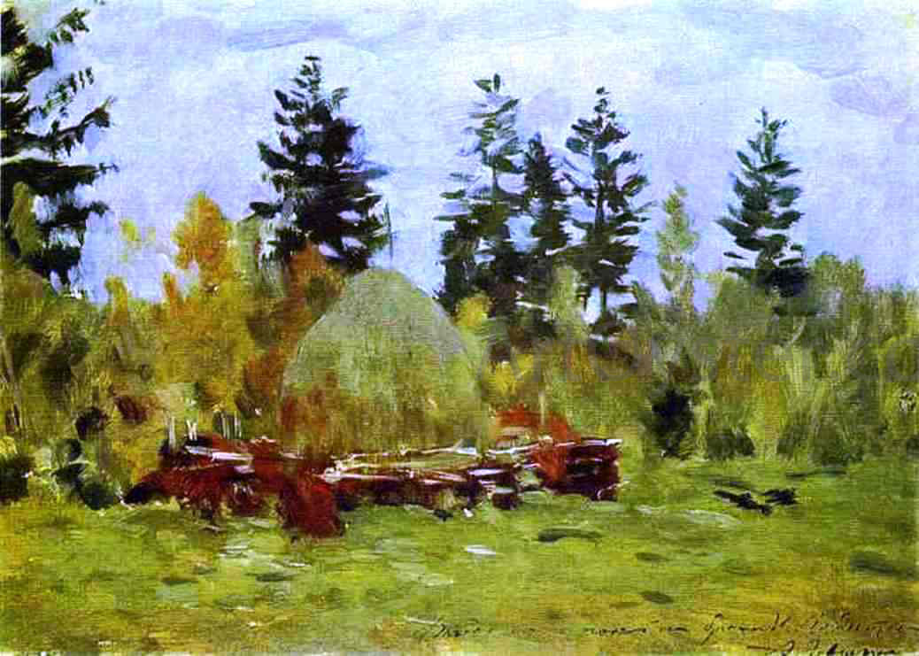 Isaac Ilich Levitan A Haystack Study - Canvas Print