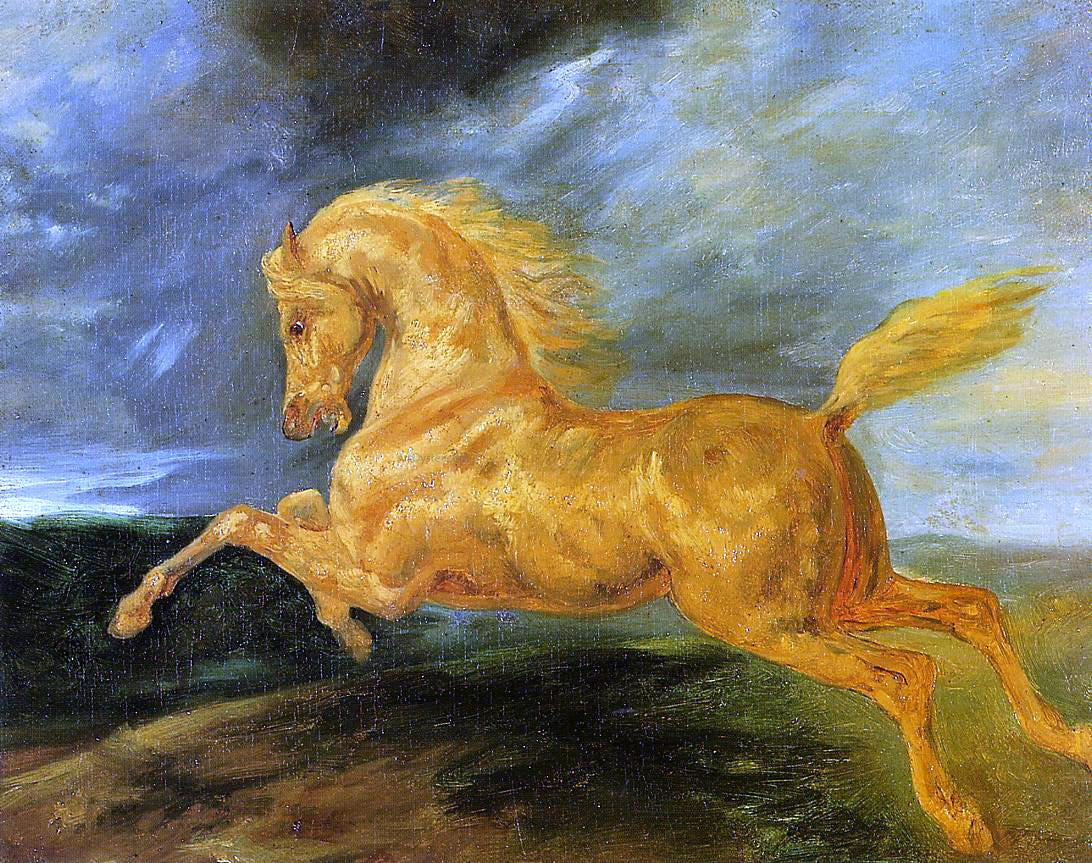 Theodore Gericault A Horse Frightened by Lightening - Canvas Print