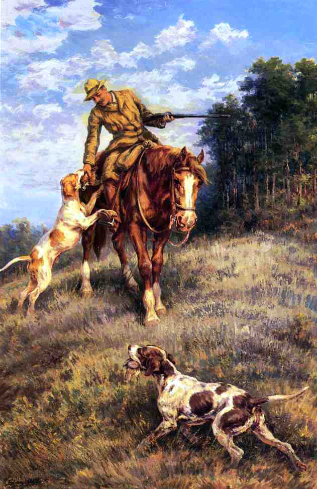 Edmond H Osthaus A Hunter and His Dogs - Canvas Print