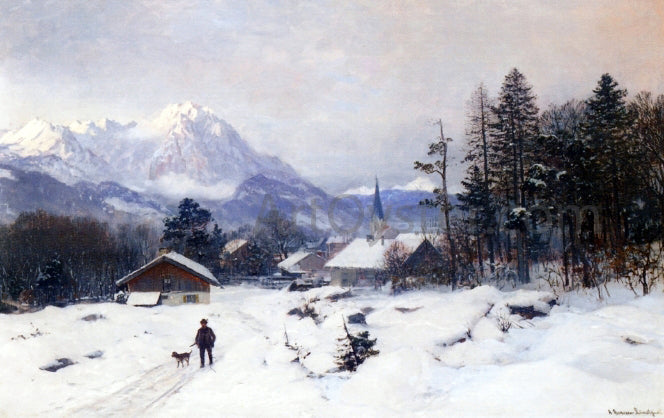 Anders Anderson-Lundby A Hunter in a Winter Landscape - Canvas Print