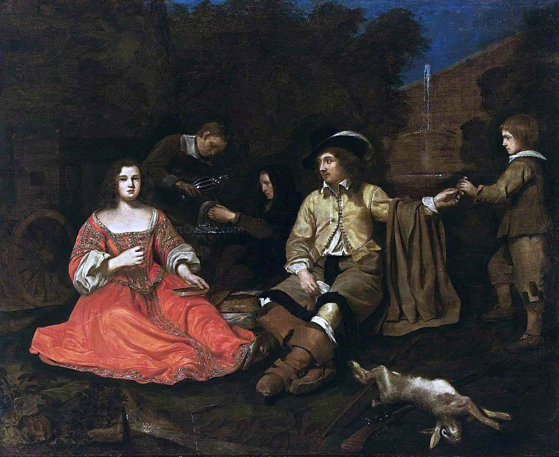 Michiel Sweerts A Hunting Company Resting - Canvas Print