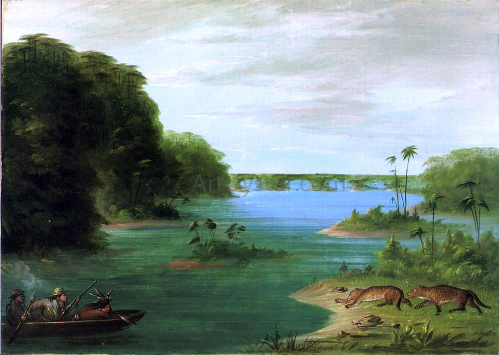 George Catlin A Jaguar Hunt, Brazil - Canvas Print