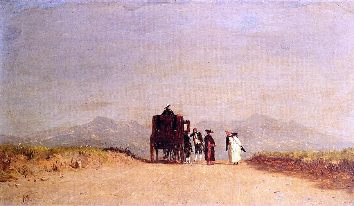 Jervis McEntee A Journey's Pause in the Roman Campagna - Canvas Print