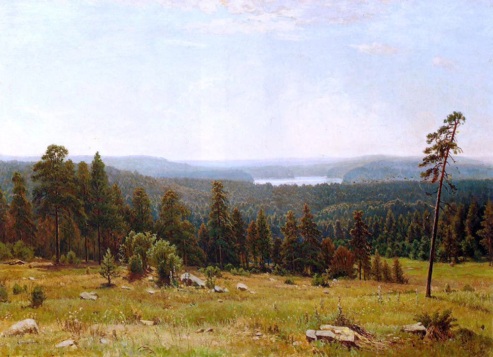 Ivan Ivanovich Shishkin A Lakeside Forest - Canvas Print