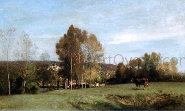 Eugene-Antoine-Samuel Lavielle A Landscape with Cows - Canvas Print