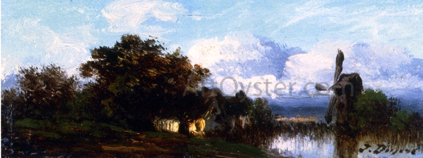 Jules Dupre A Landscape with Windmill - Canvas Print