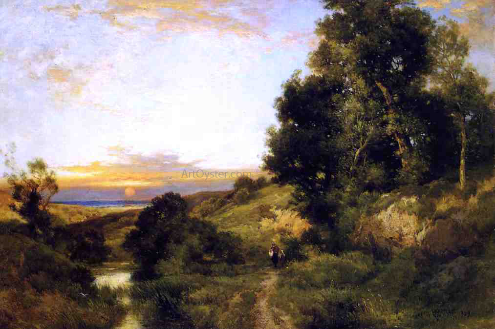 Thomas Moran A Late Afternoon in Summer - Canvas Print