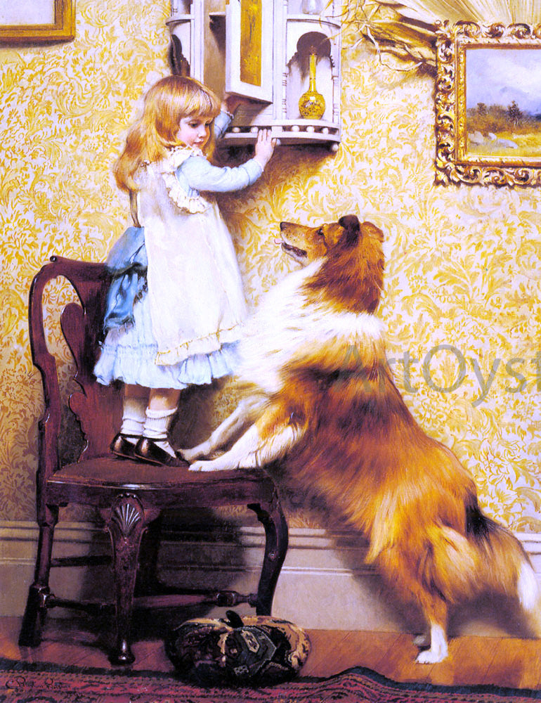 Charles Burton Barber A Little Girl and her Sheltie - Canvas Print