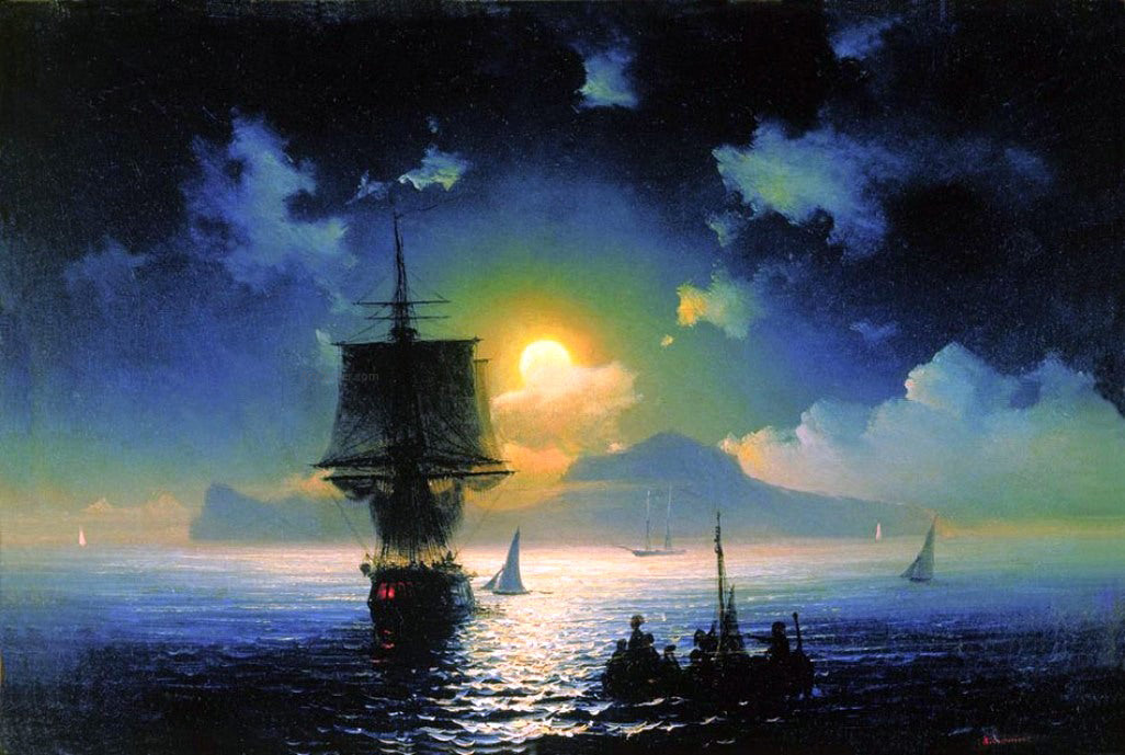 Ivan Constantinovich Aivazovsky A Lunar Night on Capri - Canvas Print