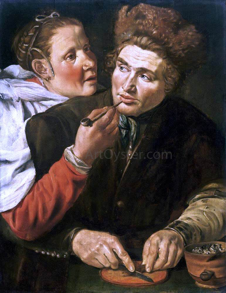 Werner Jacobsz. Van den Valckert Man Cutting Tobacco - Canvas Print