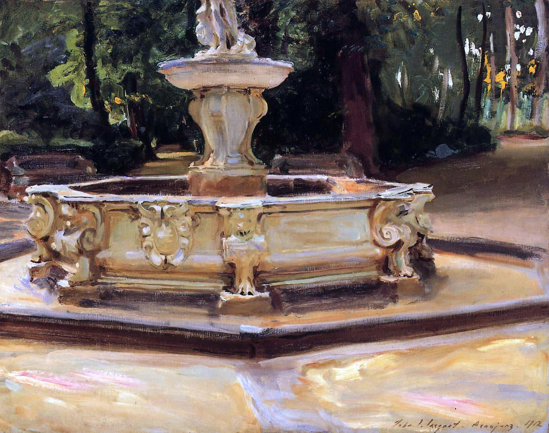 John Singer Sargent A Marble Fountain at Aranjuez, Spain - Canvas Print