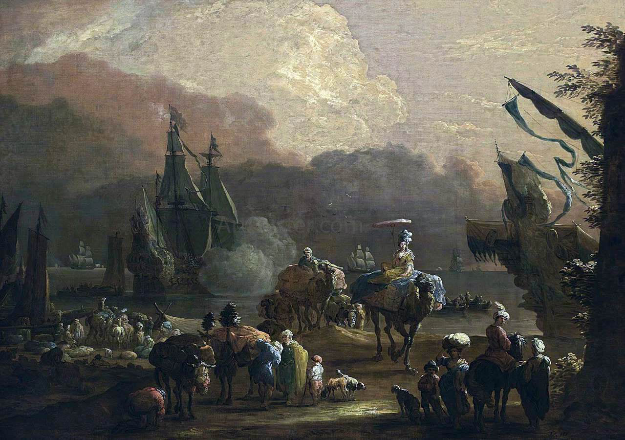 Hendrik Van Minderhout Mediterranean Harbour Scene - Canvas Print