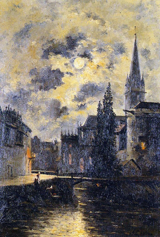 Stanislas Lepine A Moonlit Canal - Canvas Print