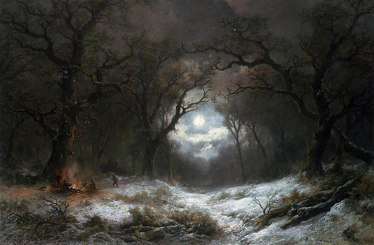 Remigius Adriannus Van Haanen A Moonlit Winter Landscape - Canvas Print