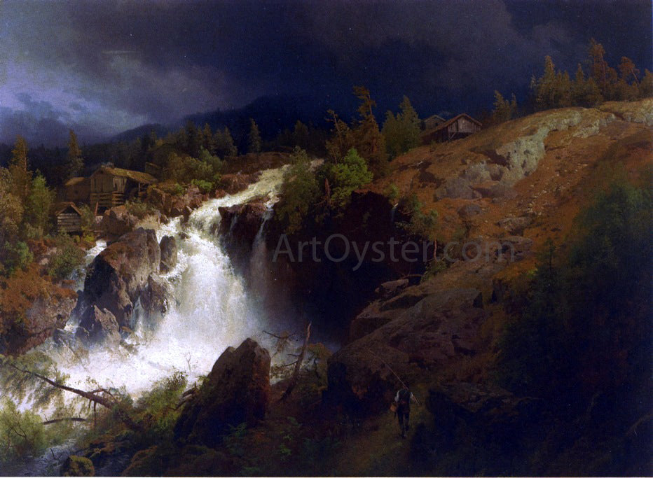 Herman Herzog A Mountain Torrent - Canvas Print
