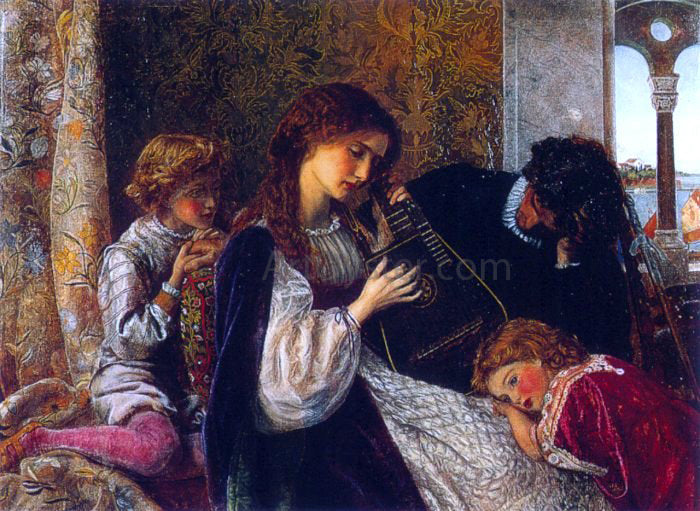 Arthur Hughes A Music Party - Canvas Print