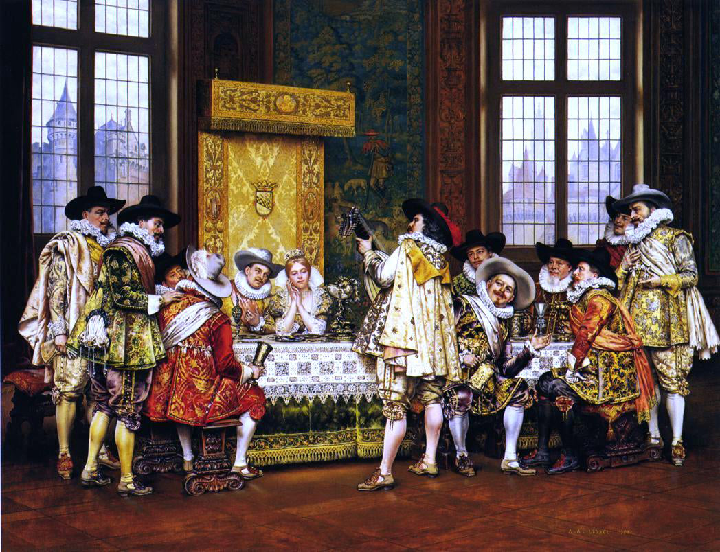 Adolphe Alexander Lesrel A Musical Interlude - Canvas Print