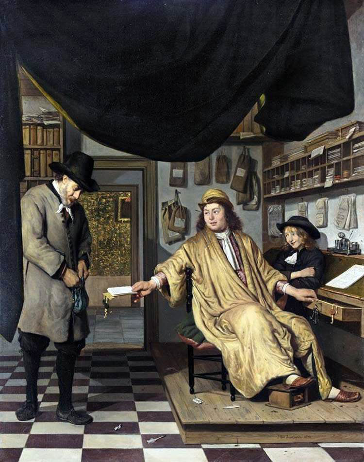 Job Adriaensz Berckheyde A Notary in His Office - Canvas Print