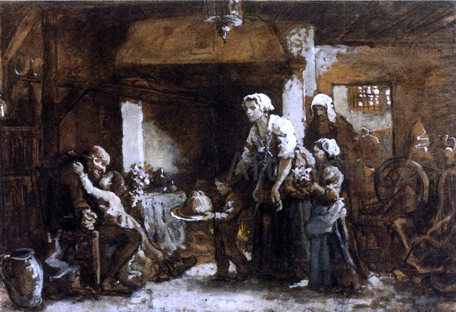 Jules-Adolphe Breton A Party for Grandfather - Canvas Print