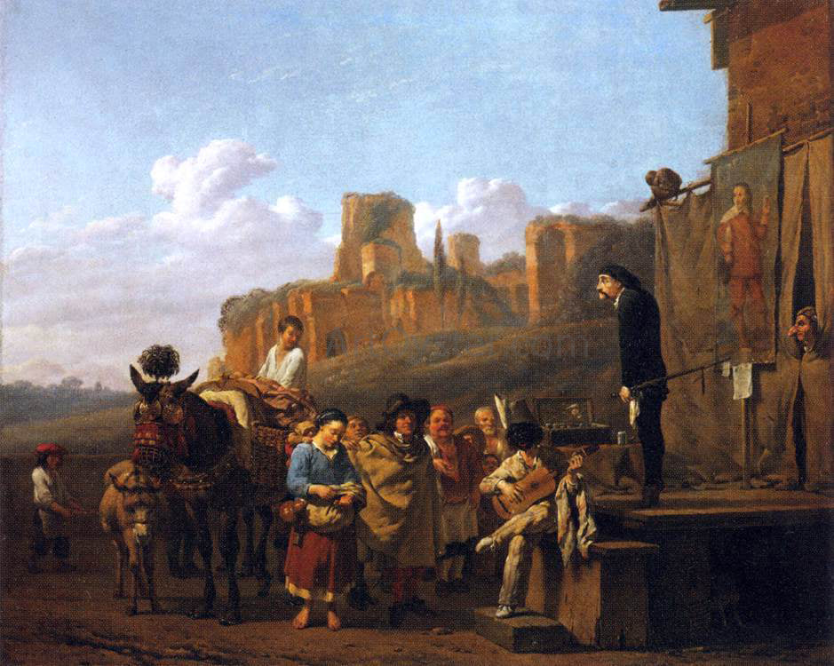 Karel Dujardin A Party of Charlatans in an Italian Landscape - Canvas Print