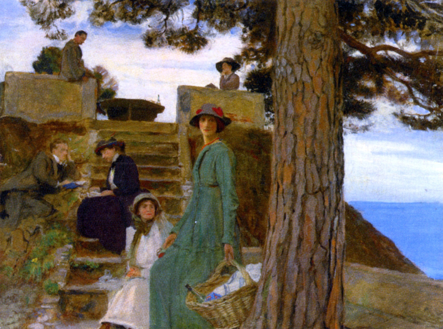 George Spencer Watson A Picnic at Portofino 1911 - Canvas Print