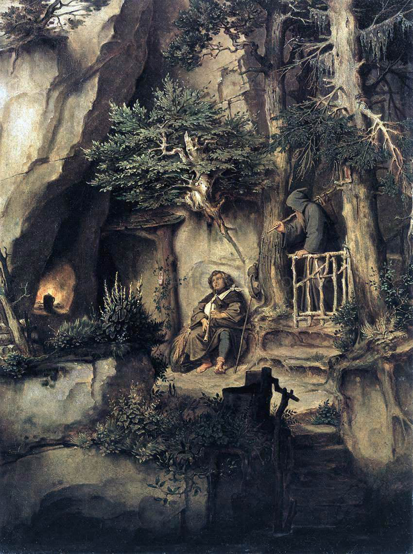 Moritz Von Schwind A Player with a Hermit - Canvas Print