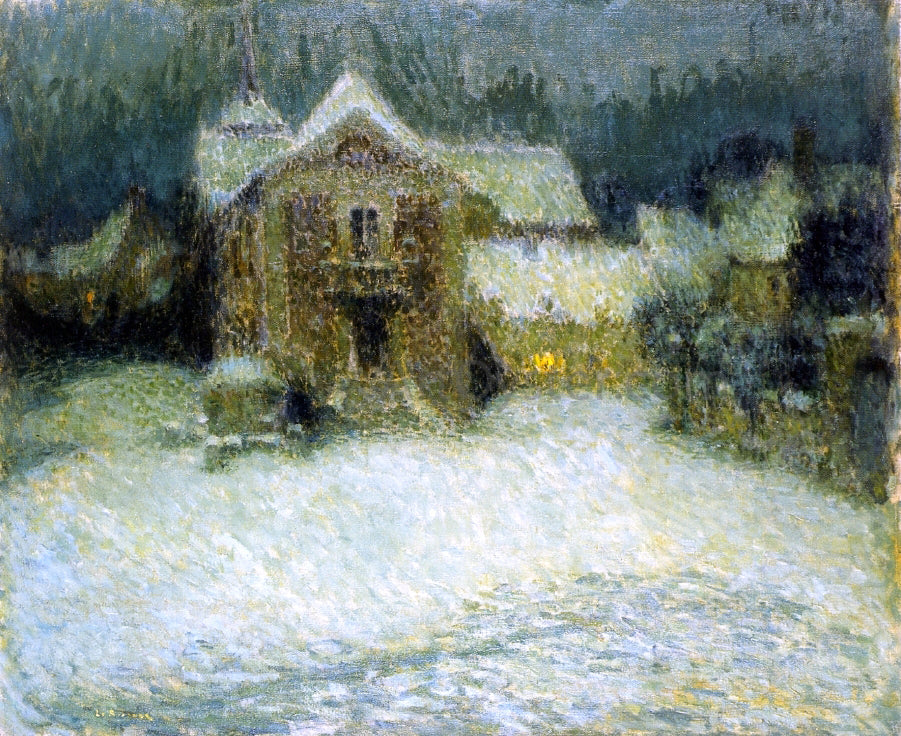 Henri Le Sidaner A Plaza in the Snow at Gerberoy - Canvas Print