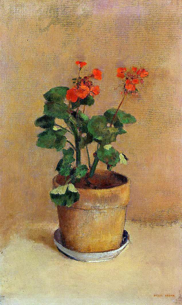 Odilon Redon A Pot of Geraniums - Canvas Print
