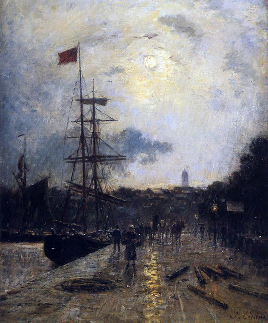 Stanislas Lepine A Quay at Caen - Canvas Print