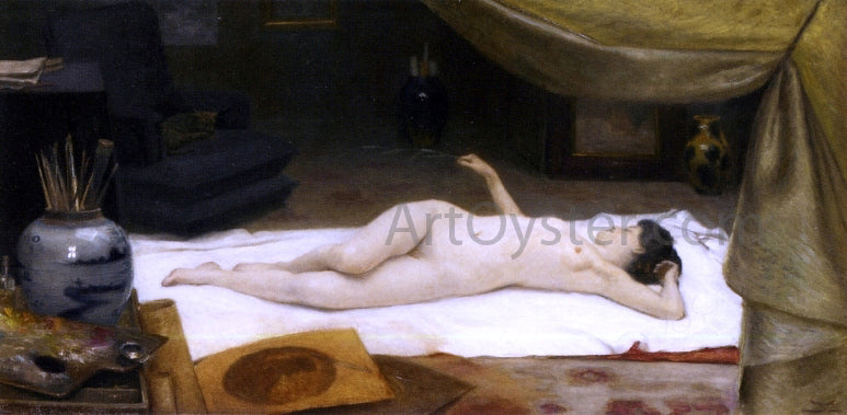 Christian Clausen A Reclining Nude in a Studio - Canvas Print