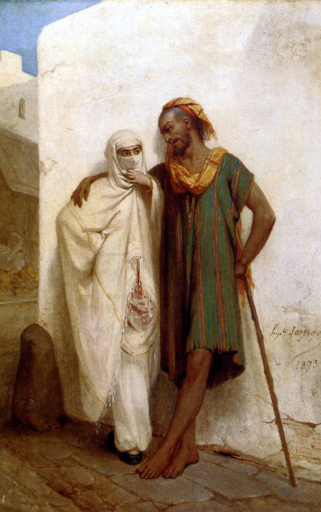 Jean Hippolyte Lazerges A Rendezvous In An Arabic Street - Canvas Print