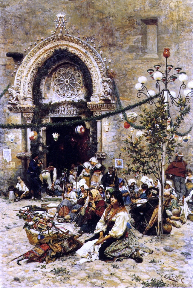 Cesare Tiratelli A Rest from the Festival - Canvas Print