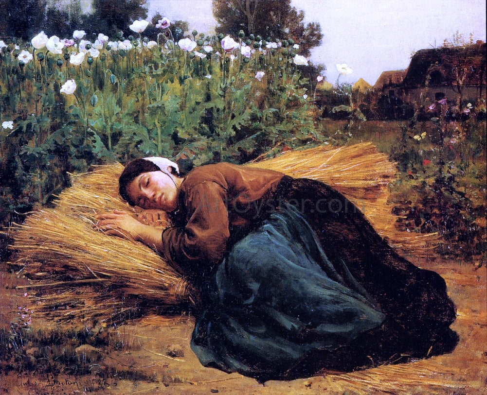 Jules-Adolphe Breton A Rest in the Fields - Canvas Print