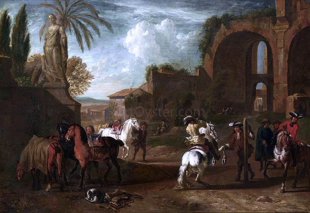 Pieter Van Bloemen A Riding-School - Canvas Print