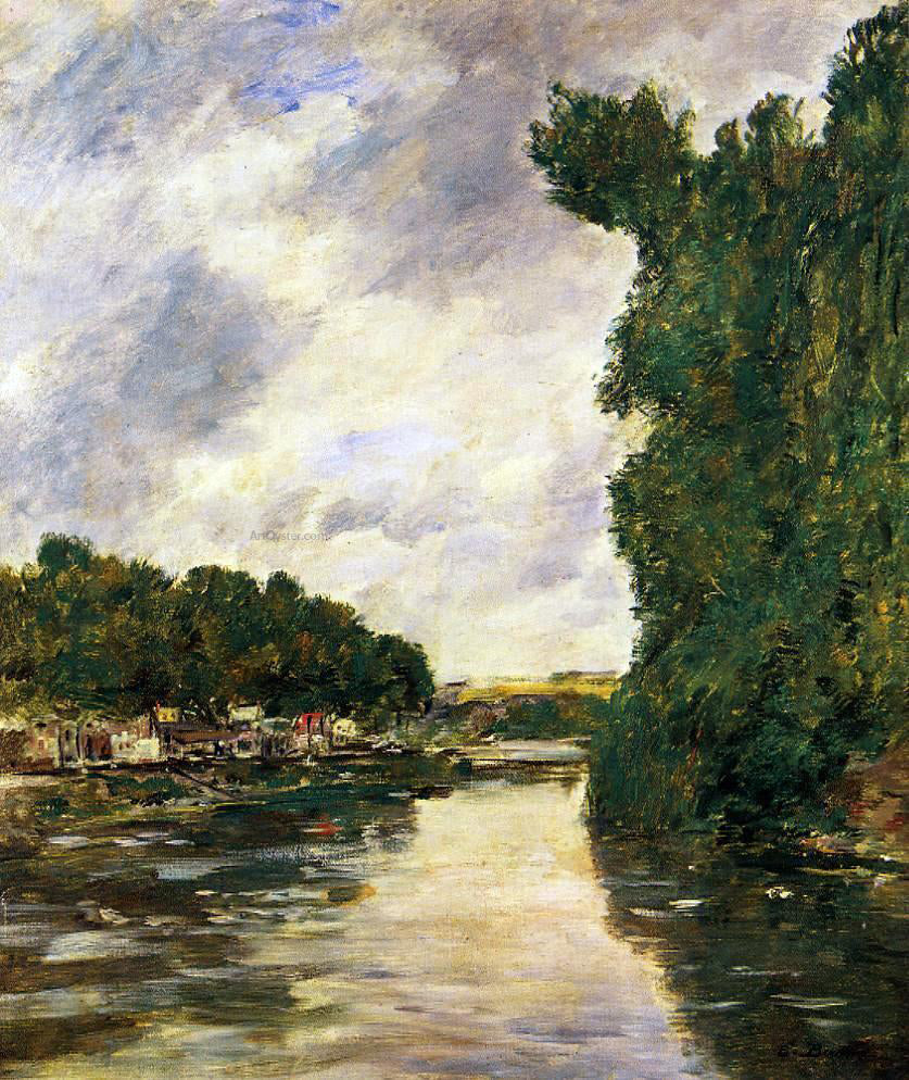 Eugene-Louis Boudin River near d'Abbeville - Canvas Print