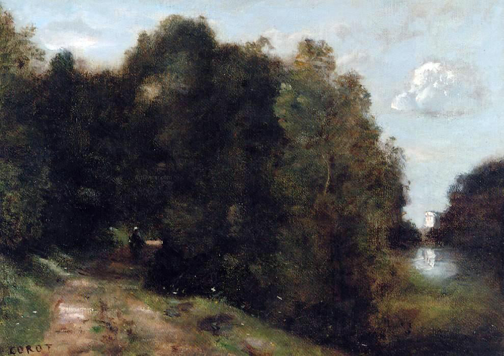 Jean-Baptiste-Camille Corot A Road Through the Trees - Canvas Print