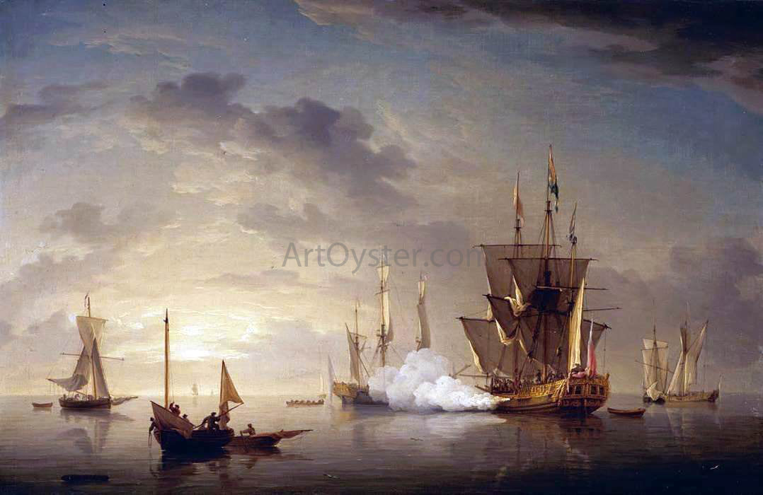 Charles Brooking A Royal Yacht Firing a Salute - Canvas Print