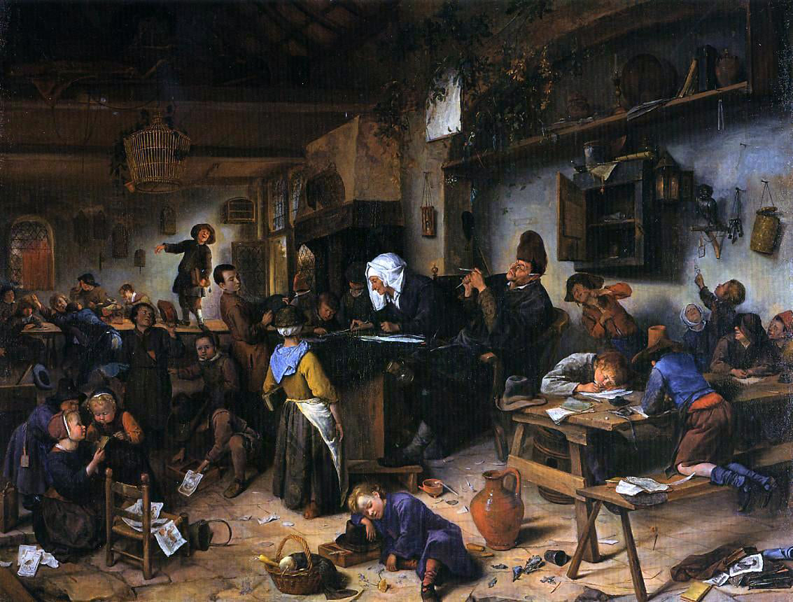 Jan Steen A School for Boys and Girls - Canvas Print